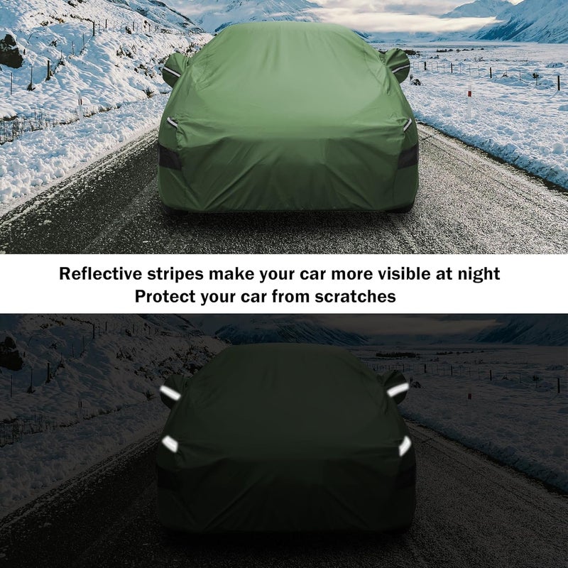 JURMON Heavy Duty Outdoor Car Cover Compatible with Toyota Tacoma,Waterproof All Weather for Automobiles, Outdoor Full Cover Rain Sun UV Protection with Zipper Cotton - Image 4
